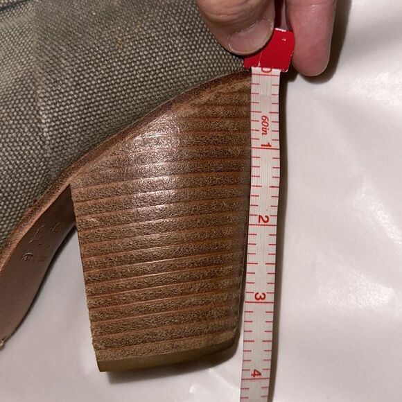 Rag & Bone 9.5 Moth Green Olive Canvas Back Zip Stacked Heel Ankle Booties - Picture 13 of 15